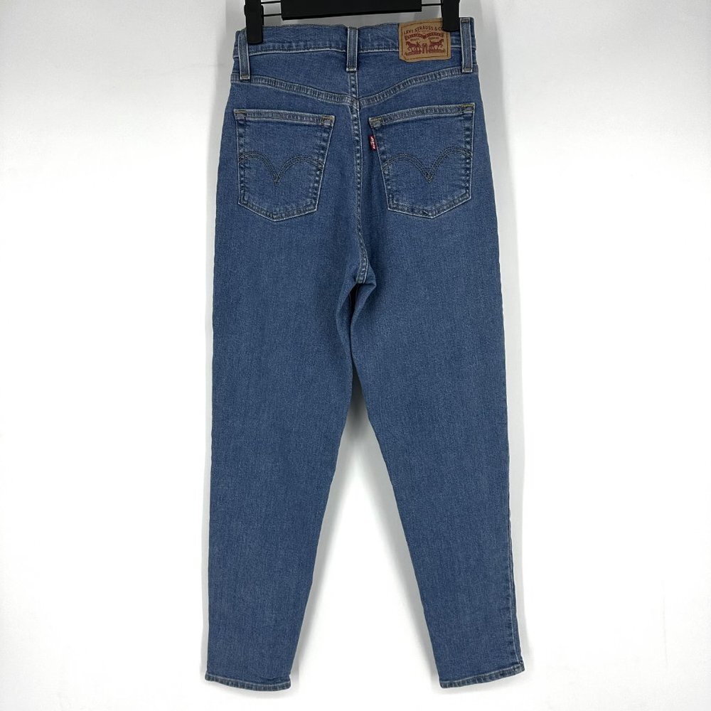 Levi's High Waisted Taper Mom Jeans Midwash Blue Size 25 - Picture 6 of 11
